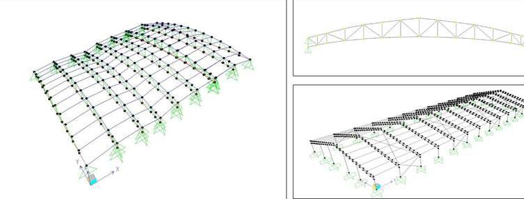 Space frame and truss models in SAP2000 and STAAD.Pro